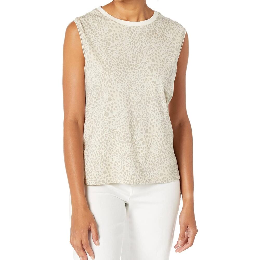 Paige Ryo Animal Print Stretch Cotton Tank Top  XS